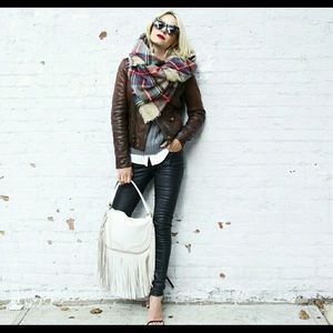 RALPH LAUREN Distressed Leather Moto JACKET